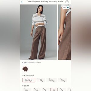 The Avery Plaid Wide-Leg Trousers by Maeve